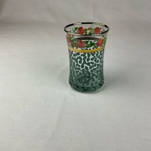 Single MacKenzie Childs Flowered Polka Dots Striped 3.5” Small Tumbler